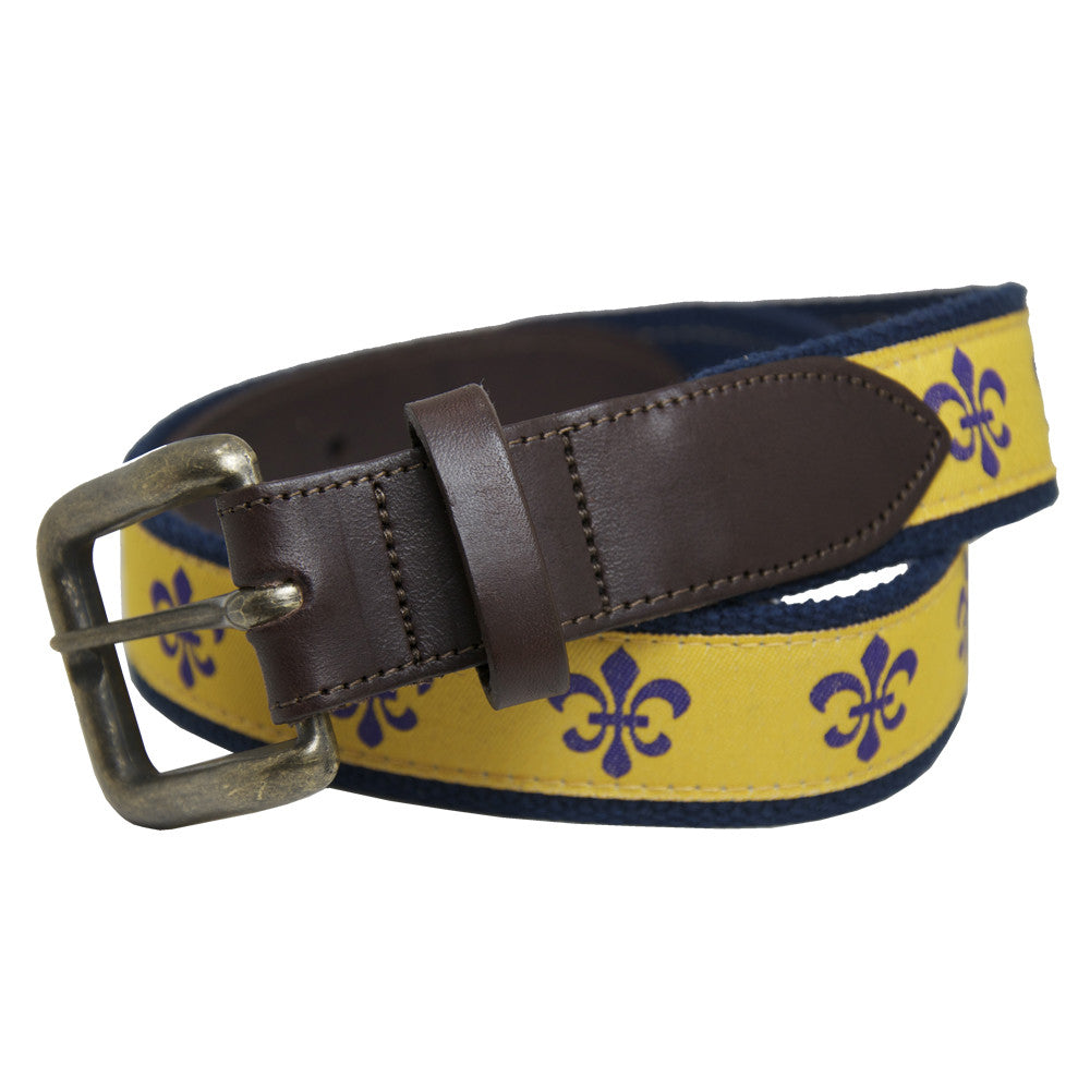 Tiger's Eye Gold Fleur de Lis Club Belt