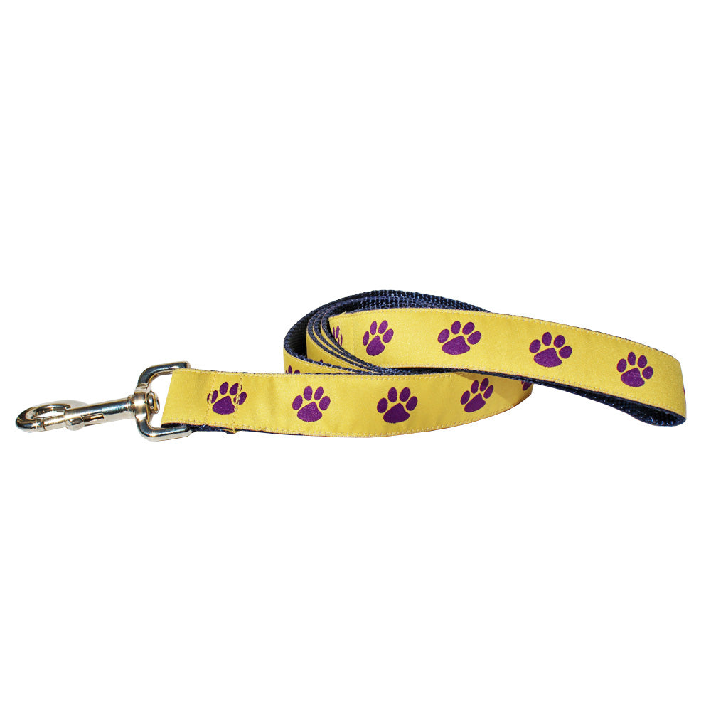 Tiger's Eye Gold Paw Prints Dog Leash