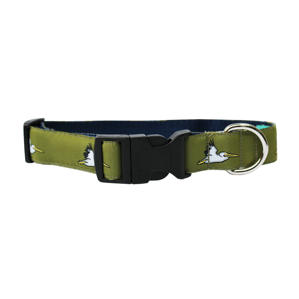 Mossy Green Pelican Dog Collar