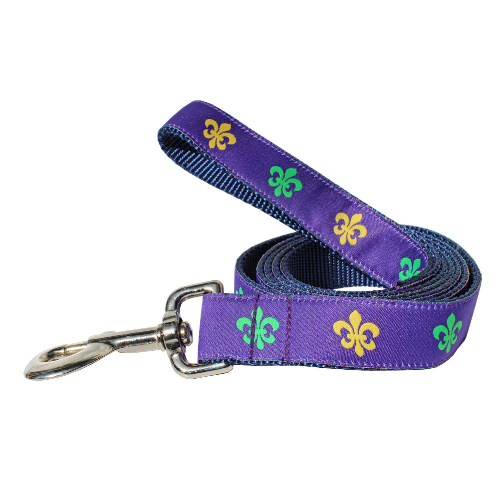 Mardi Gras Mambo Fleur de Lis Dog Leash